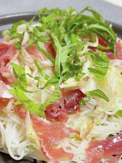 生ハムとミョウガの美肌そうめん-レシピのメイン写真