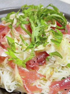 生ハムとミョウガの美肌そうめん-レシピのメイン写真