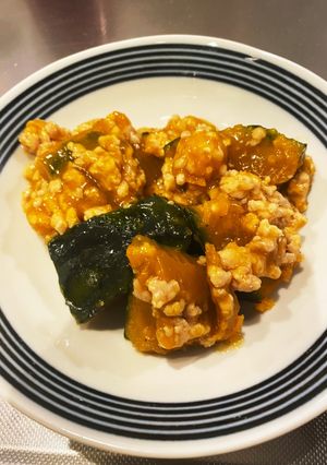 ヘルシオで・かぼちゃの鶏そぼろ煮-レシピのメイン写真