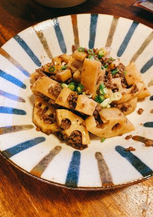 簡単！れんこんと合挽き肉の甘辛炒め☆-レシピのメイン写真
