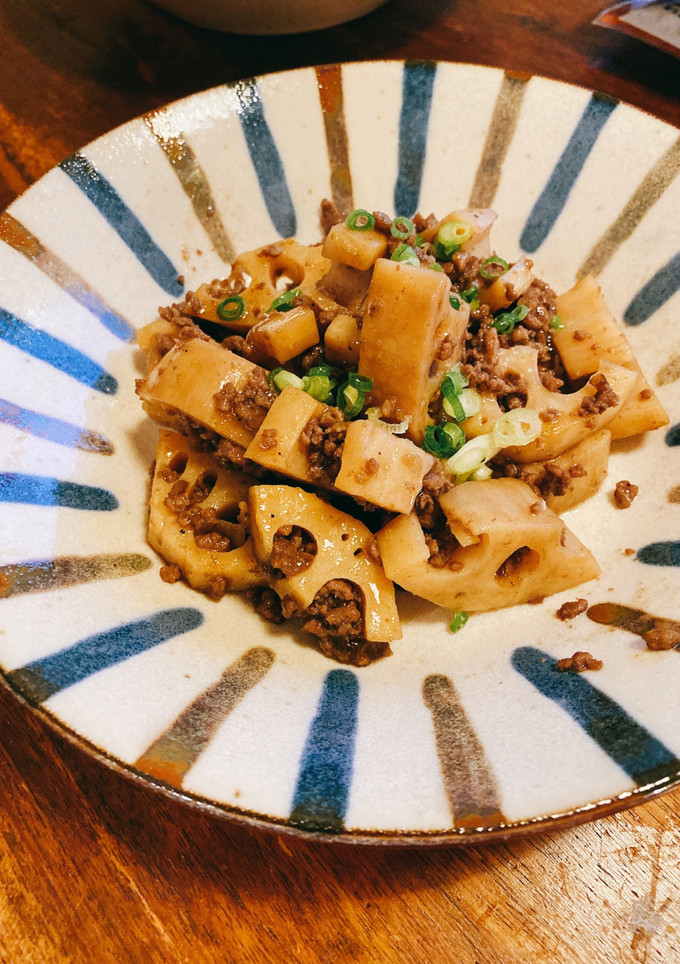 簡単！れんこんと合挽き肉の甘辛炒め☆-レシピのメイン写真