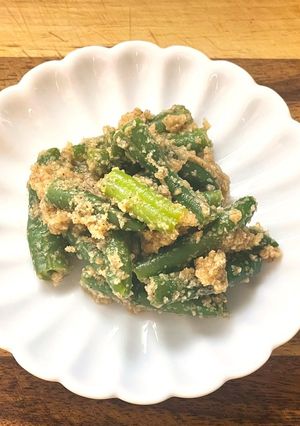 ラカントで作る！冷凍インゲンの胡麻和え　-レシピのメイン写真