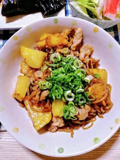糸こんにゃく、じゃがいも、豚肉 甘辛炒め-レシピのメイン写真