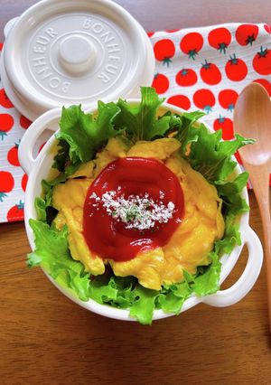 超時短！スクランブルエッグオムライス弁当-レシピのメイン写真