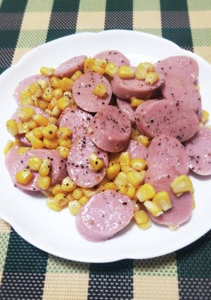 魚肉ソーセージとコーンのガリマヨ炒め-レシピのメイン写真