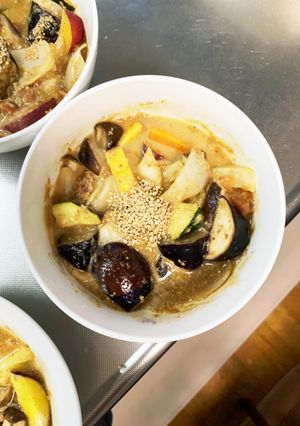 根菜茄子簡単梅炒飯味温野菜サラダ-レシピのメイン写真