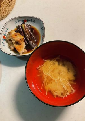 茄子の揚げ浸し、味噌汁-レシピのメイン写真