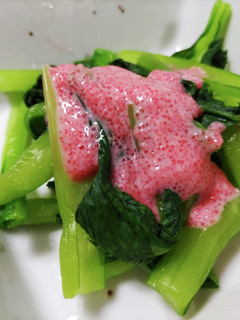 #食卓が華やかに 小松菜明太マヨ酢-レシピのメイン写真