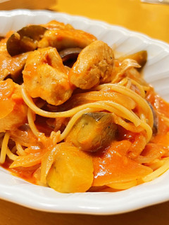 簡単♫鶏と茄子のトマト煮込み パスタ添え-レシピのメイン写真