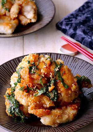 鶏むねdeお肉柔らか♡大葉タレの油淋鶏-レシピのメイン写真