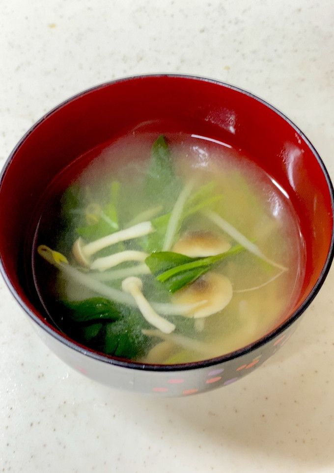 もやし しめじ ほうれん草の味噌汁^^-レシピのメイン写真