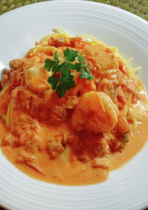 シーフードトマトクリームパスタ-レシピのメイン写真
