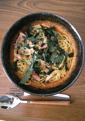 ランチ♪厚切ベーコンほうれん草和風パスタ-レシピのメイン写真