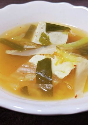 豆腐とねぎのあっさりキムチスープ-レシピのメイン写真