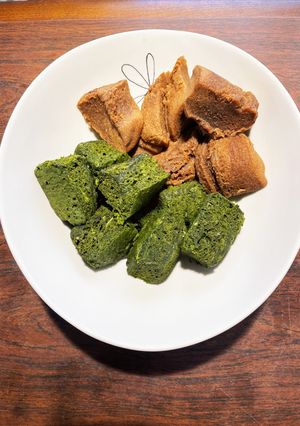 カフェオレ味と抹茶味2種米粉蒸しパン-レシピのメイン写真