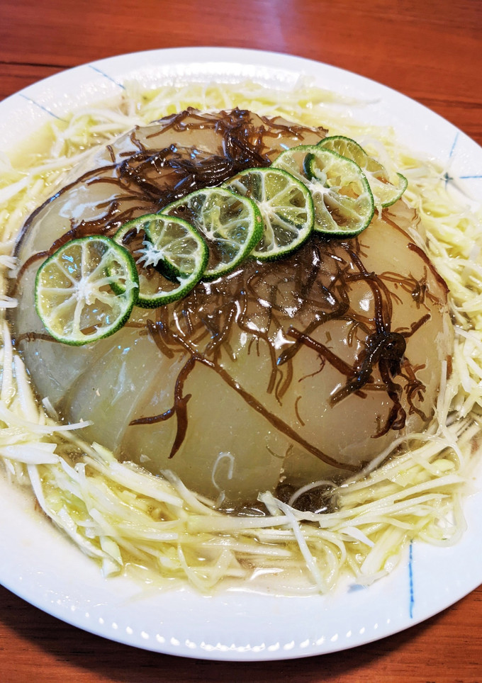 豚肉の冬瓜ドーム蒸し　もずく餡-レシピのメイン写真