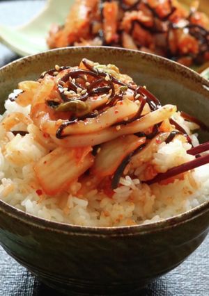 ご飯のお供！イカそうめん塩昆布キムチ和え-レシピのメイン写真