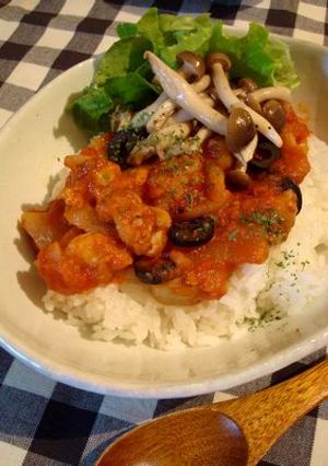おうちCafe*トマトチキンどんぶり♪-レシピのメイン写真
