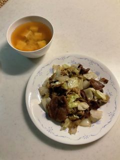 牛肉きのこ野菜炒め、味噌汁-レシピのメイン写真