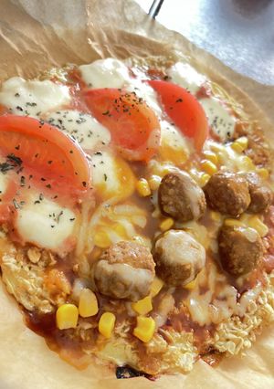 ノンオイル 簡単オートミールピザ-レシピのメイン写真
