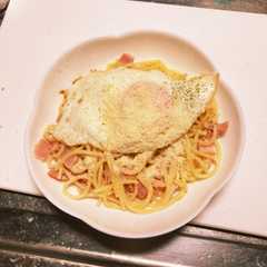 貧乏人パスタ・改(ベーコンを添えて)-レシピのメイン写真