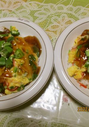 安くて美味しいカニカマあんかけご飯。-レシピのメイン写真
