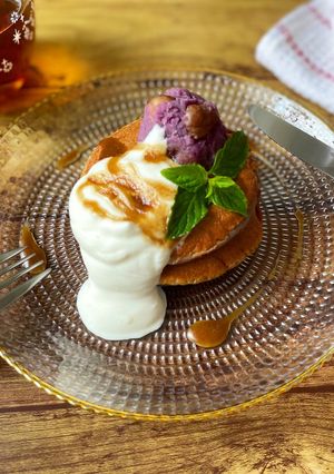 ふわふわ!紅芋の米粉パンケーキ-レシピのメイン写真