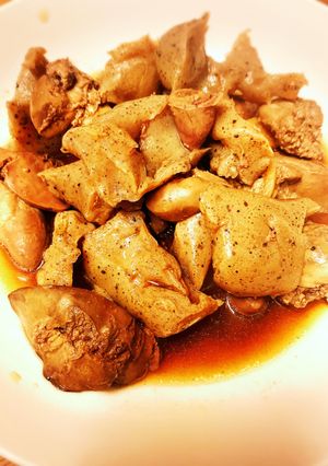 ニンニク風味の鶏レバーとコンニャク煮-レシピのメイン写真