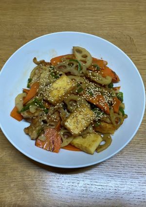 レンコンと厚揚げの炒め物2022-レシピのメイン写真