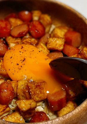 ウインナーと豆腐のオートミール丼-レシピのメイン写真