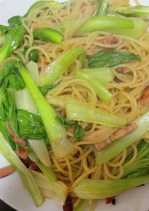 青梗菜とベーコンの和風パスタ-レシピのメイン写真