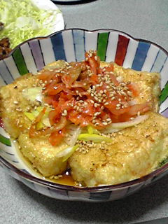 揚げだし豆腐のキムチ添え☆ゴマ油風味-レシピのメイン写真