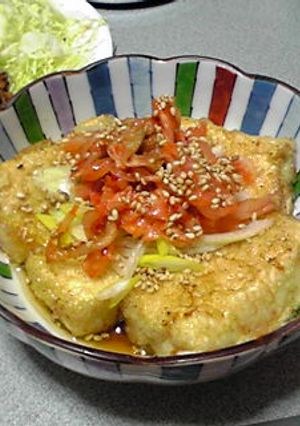 揚げだし豆腐のキムチ添え☆ゴマ油風味-レシピのメイン写真