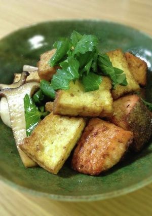 厚揚げ・秋鮭・キノコの醤油香り焼き-レシピのメイン写真