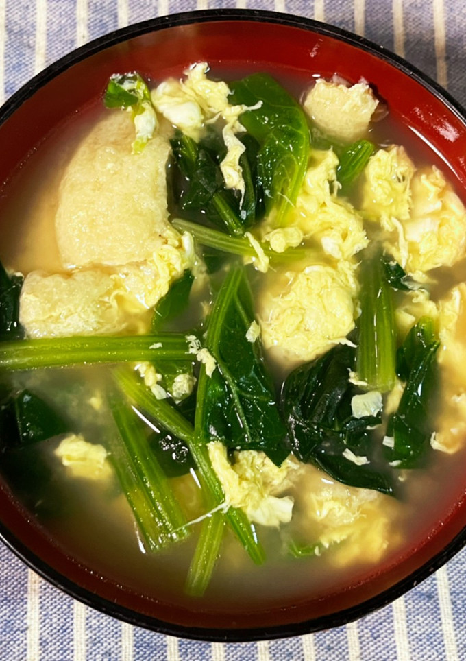 ほうれん草と卵と油揚げの味噌汁-レシピのメイン写真