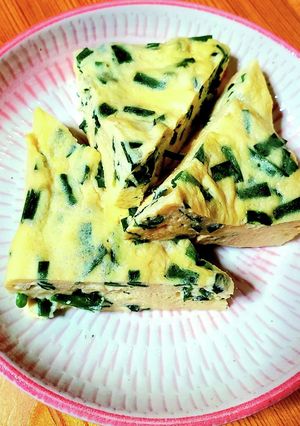 レンジで簡単w豆腐とニラの卵焼き-レシピのメイン写真