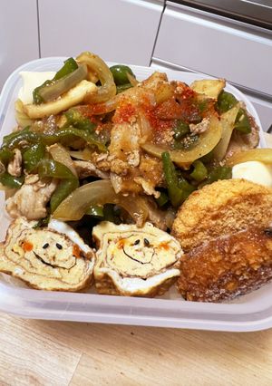 豚肉とピーマンの焼き肉のタレ丼☆弁当-レシピのメイン写真