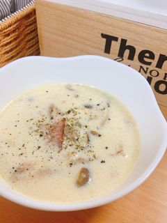 秋に食べたい!豆乳きのこスープ♡-レシピのメイン写真
