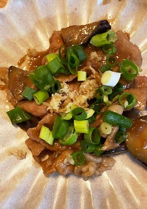 薬味後のせお茄子と豚もも肉の生姜焼き-レシピのメイン写真