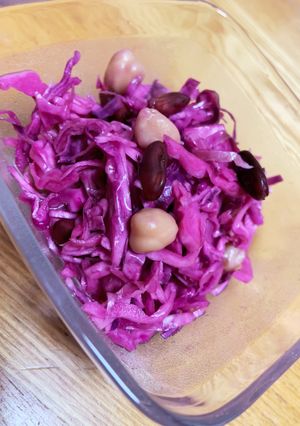 紫キャベツとお豆の副菜☆甘酢漬けキャベツ-レシピのメイン写真