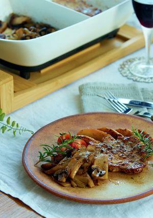 豚ロースとりんごの蒸焼き＆キノコのソテー-レシピのメイン写真