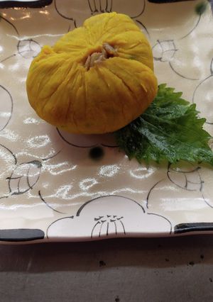 カボチャの茶巾しぼり、ひき肉餡-レシピのメイン写真