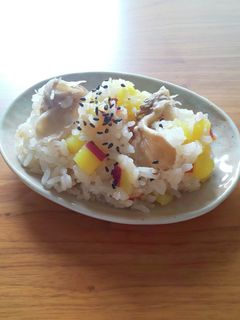 ほくほく薩摩芋と舞茸香る秋の炊き込みご飯-レシピのメイン写真