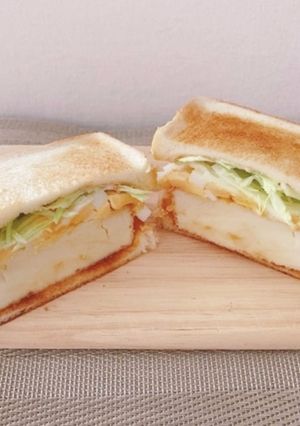 厚揚げで！カレー香る〜カツサンド風♪-レシピのメイン写真