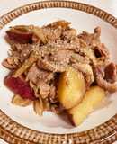 【取分けレシピ】さつまいもと豚肉炒め