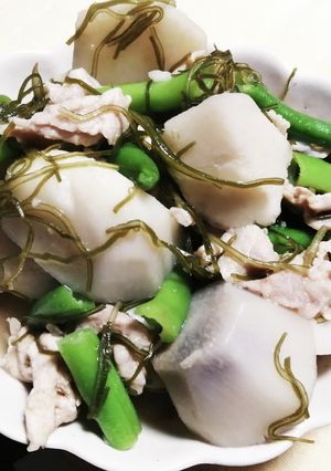 豚肉入り里芋と切り昆布の煮物-レシピのメイン写真