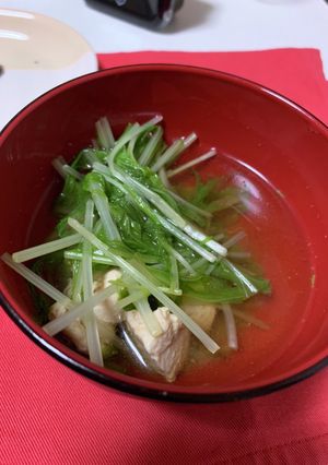 鶏むね肉と水菜の柚子胡椒スープ-レシピのメイン写真