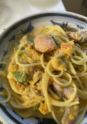 生秋鮭とカボチャのミルクパスタ-レシピのメイン写真
