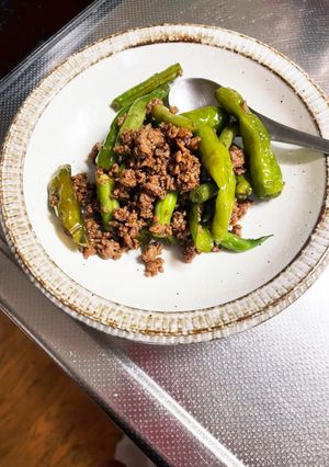 ししとうとインゲンとひき肉炒め煮-レシピのメイン写真