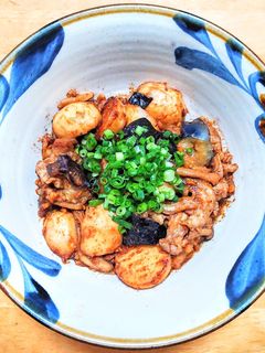 豚こま肉と冷凍のナスと里芋の生姜みそ焼き-レシピのメイン写真